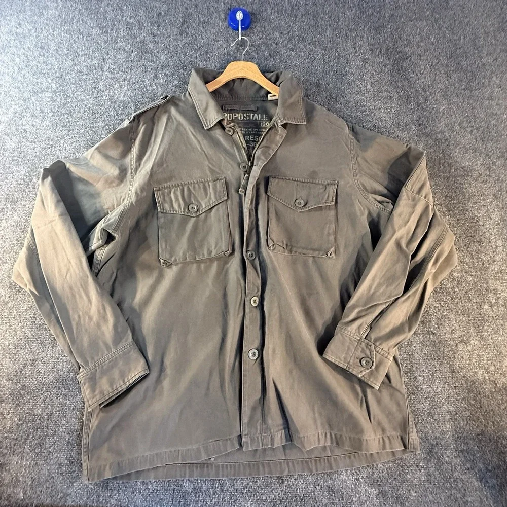 Aeropostale Mens XL Vintage Y2K Military Utility Shirt Jacket Shacket Olive Drab